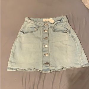 denim mini skirt